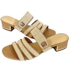 Canvas Sandals Liz Claiborne Shoes Block Heel  Size 8 Chunky Heels